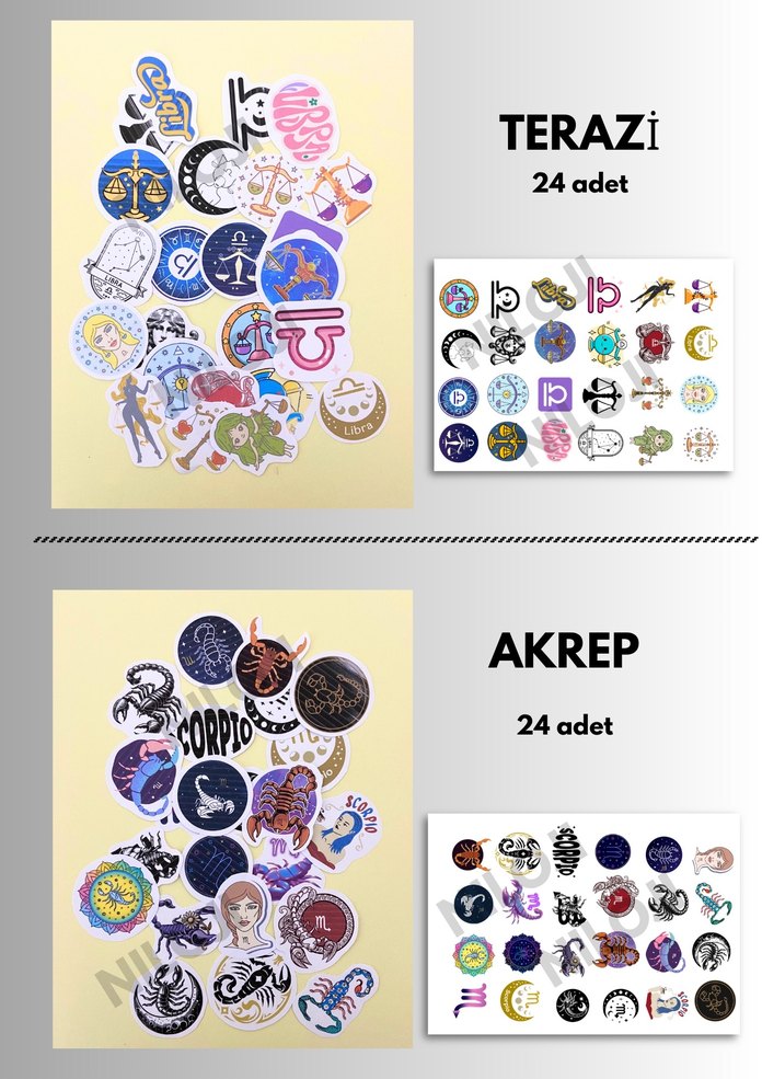Renkli Burç Sembolleri sticker seti - Görsel 4