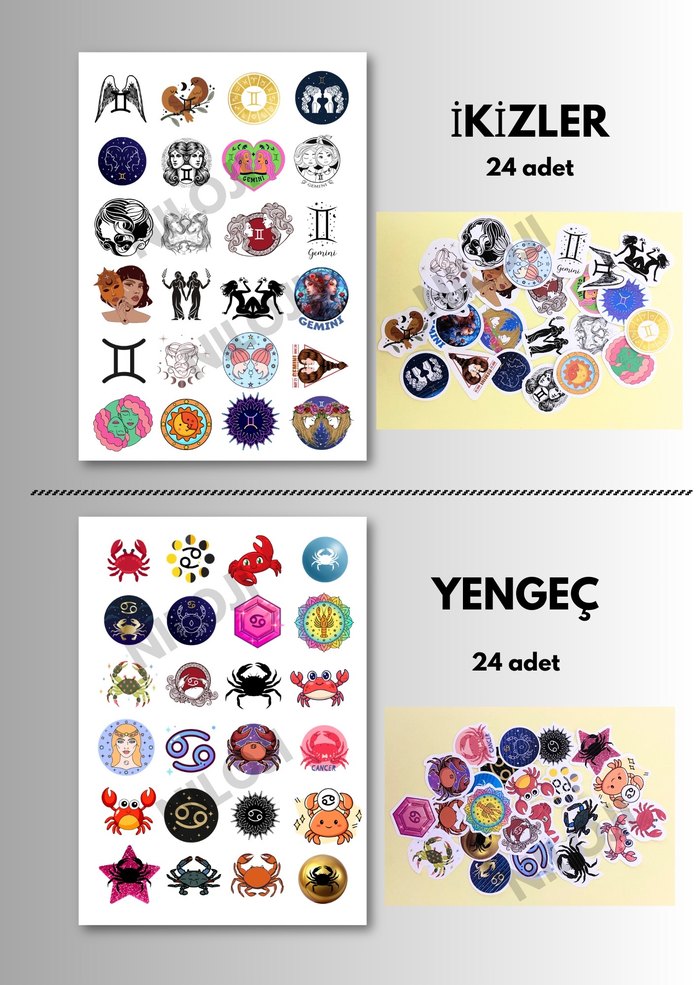 Renkli Burç Sembolleri sticker seti - Görsel 3