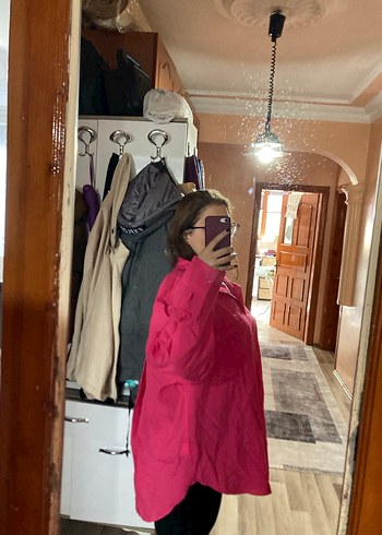 50 Beden pembe Renk Pembe Uzun Kollu Salaş Kadın Gömlek