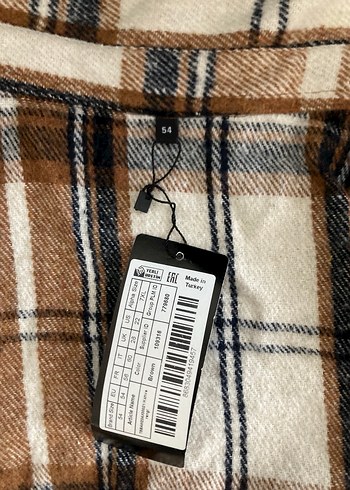 52 Beden Düğmeli Uzun Kollu Kahverengi Oversize Gömlek