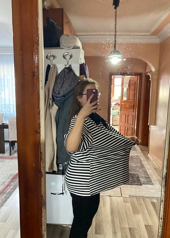 52 Beden Kadın Siyah Zebra T-shirt