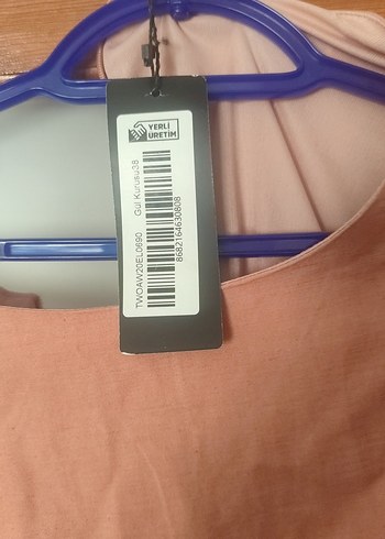 Trendyol & Milla Pembe Keten Midi Elbise, Uzun Kollu, V Yaka