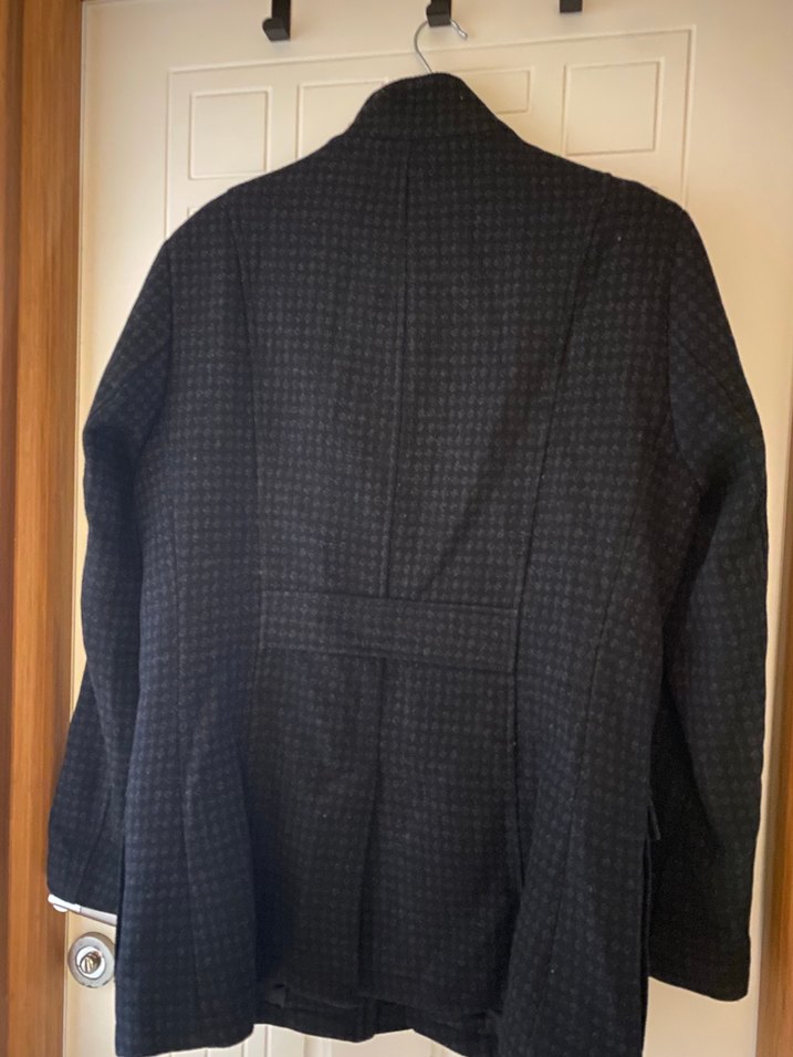 Düğmeli Gri Erkek Midi Kaban dufy markalı - Görsel 3