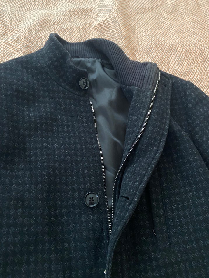 Düğmeli Gri Erkek Midi Kaban dufy markalı - Görsel 4