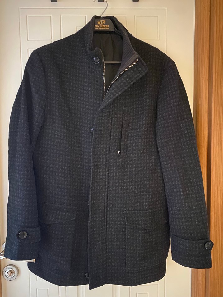 Düğmeli Gri Erkek Midi Kaban dufy markalı - Görsel 2