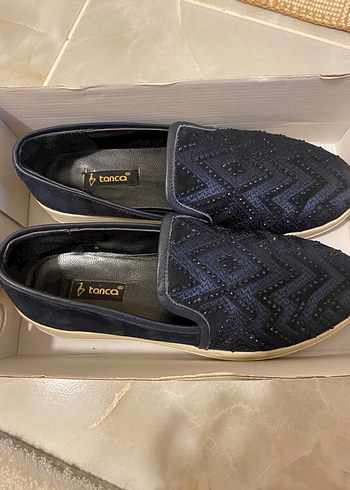 Mavi Nakışlı ve Payetli  kadın ayakkabı tanca markalı - Görsel 2