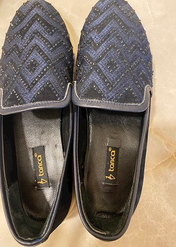 Mavi Nakışlı ve Payetli  kadın ayakkabı tanca markalı - Görsel 3