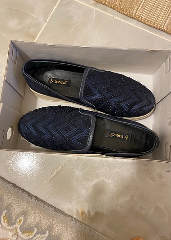 Mavi Nakışlı ve Payetli  kadın ayakkabı tanca markalı - Görsel 5