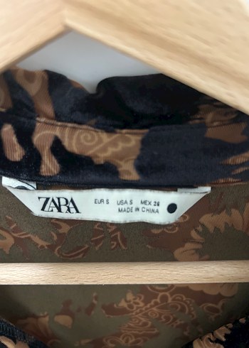 Zara Zara kadifemsi siyah kahverengi gömlek