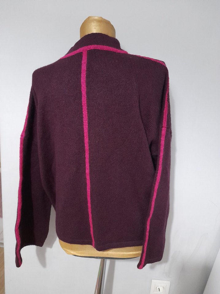 Mor Yüksek Yakalı Örgü Kadın Kazak - Görsel 2