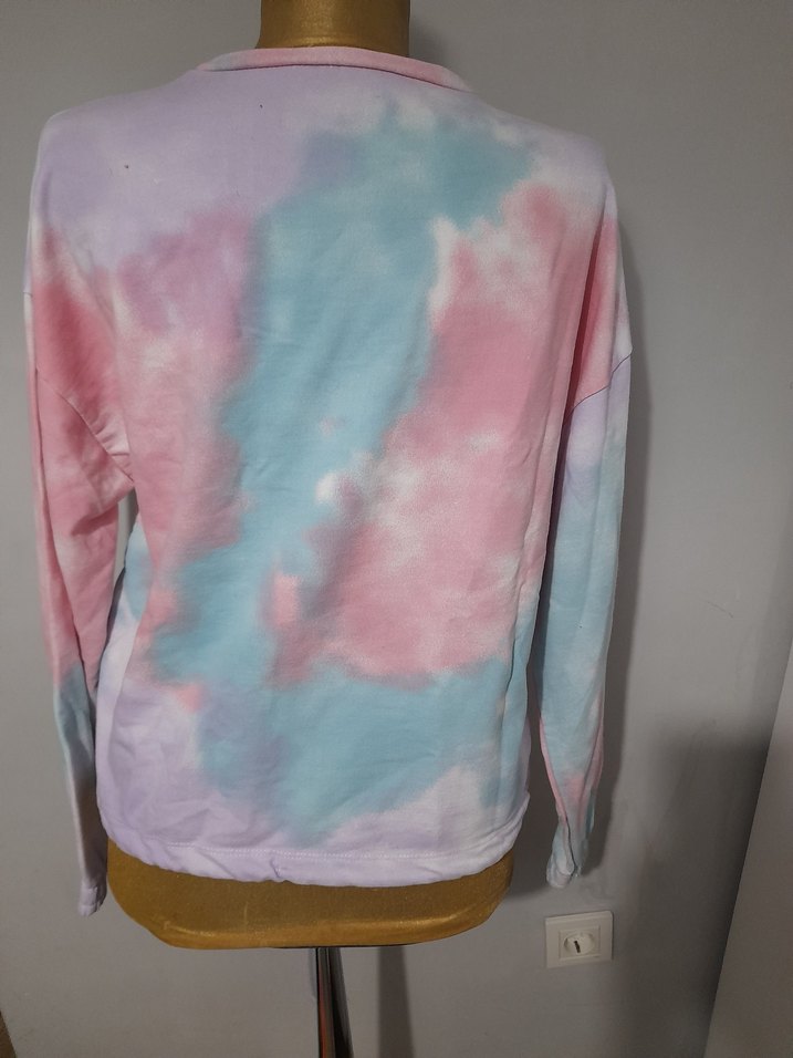 Kadın Pastel Renkli Batik Desenli Sweatshirt - Görsel 2