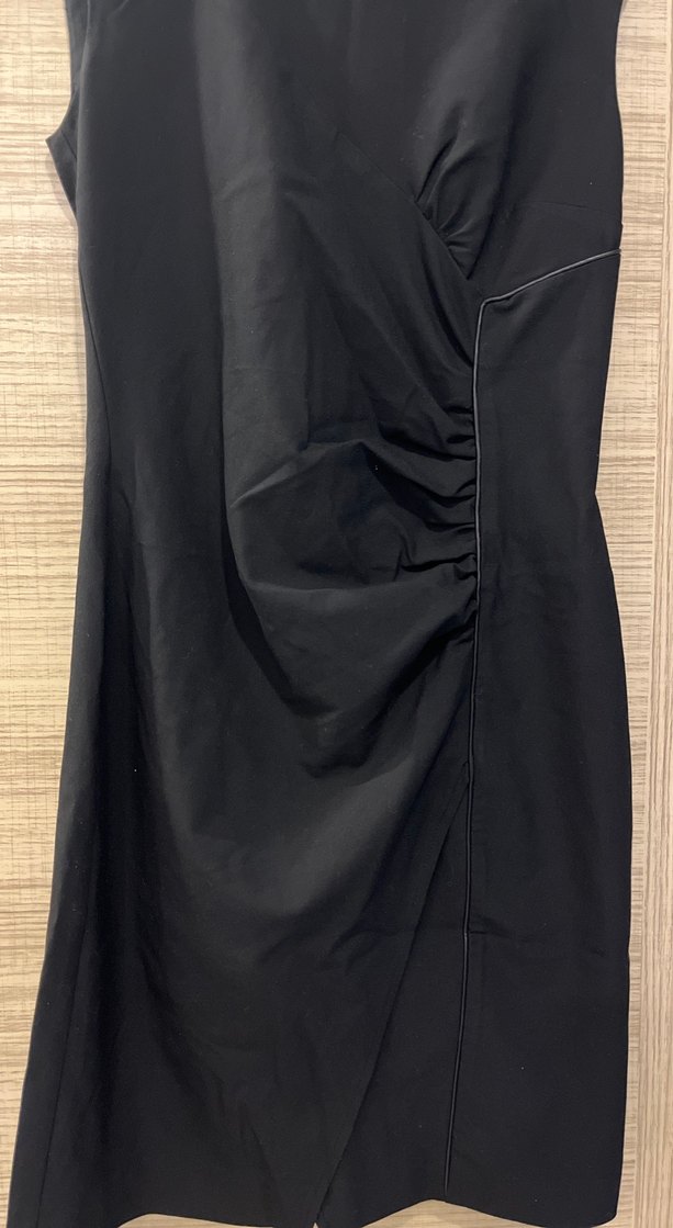 Siyah Drapeli Midi Elbise - Görsel 3