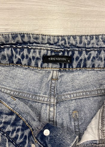 Düğmeli Gri Mavi Kadın Denim Pantolon - Görsel 6