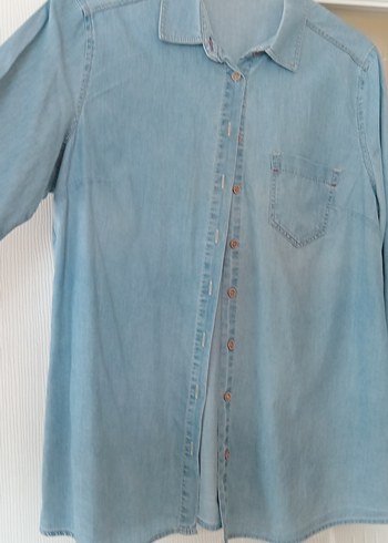 Mavi Denim Kadın Gömlek, Uzun Kollu, Düğmeli - Görsel 3