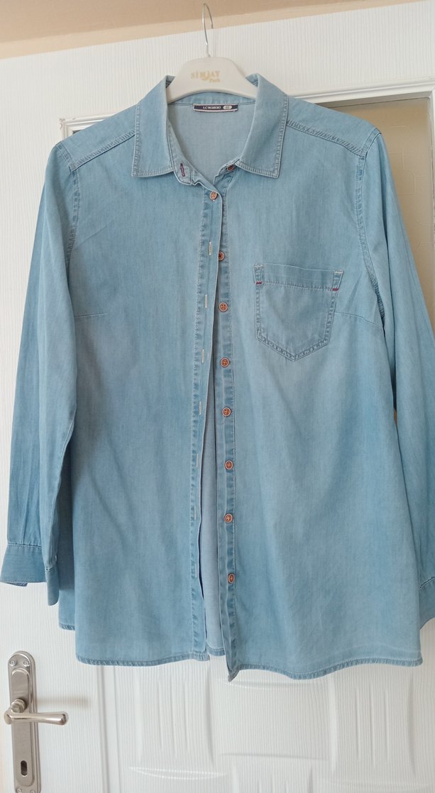 Mavi Denim Kadın Gömlek, Uzun Kollu, Düğmeli - Görsel 5