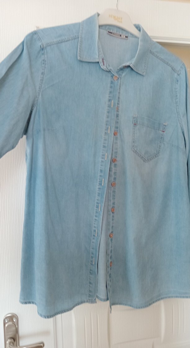 Mavi Denim Kadın Gömlek, Uzun Kollu, Düğmeli - Görsel 3