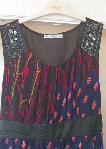 Bohem Çok Renkli Uzun Desenli Hamile Etek (şifon astarlı) - Görsel 2