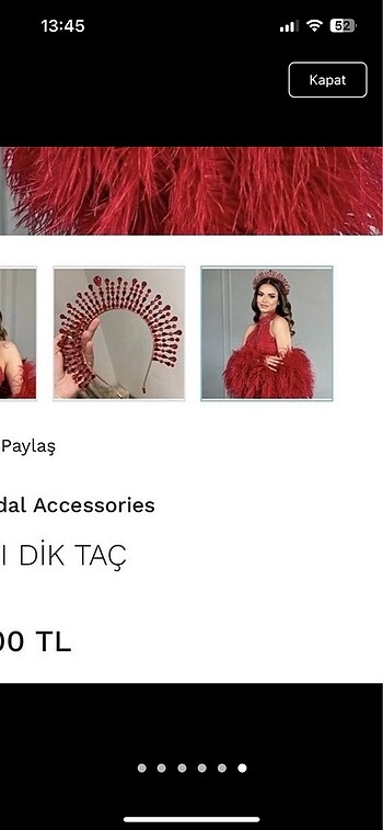  Beden kırmızı Renk Kına tacı