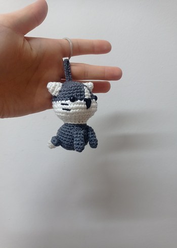 Gri Örgü Kadın Anahtarlık - Görsel 4