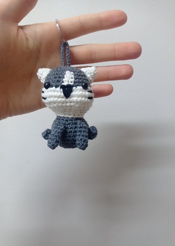 Gri Örgü Kadın Anahtarlık - Görsel 2