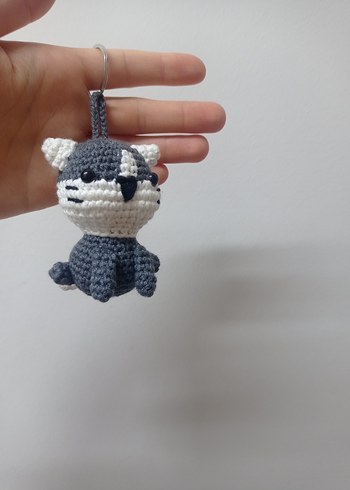 Gri Örgü Kadın Anahtarlık - Görsel 3