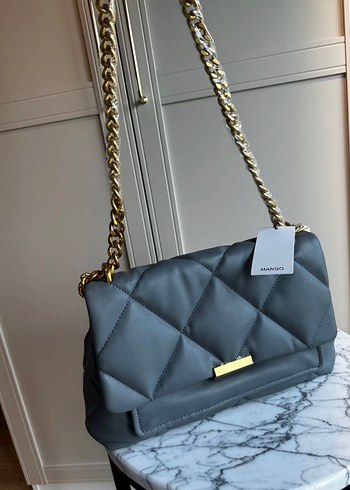 Zincir Detaylı Gri Deri Kadın Çanta - Görsel 2