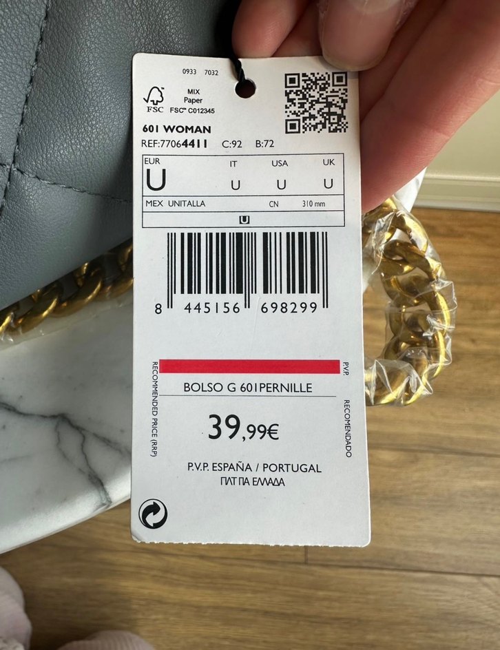 Zincir Detaylı Gri Deri Kadın Çanta - Görsel 3