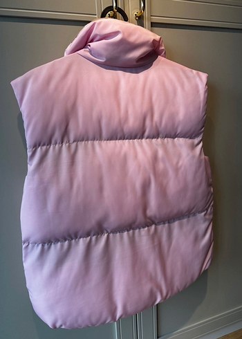 Pembe Yumuşak Kumaşlı Fermuarlı Kadın Yelek - Görsel 2