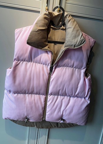 Pembe Yumuşak Kumaşlı Fermuarlı Kadın Yelek - Görsel 3