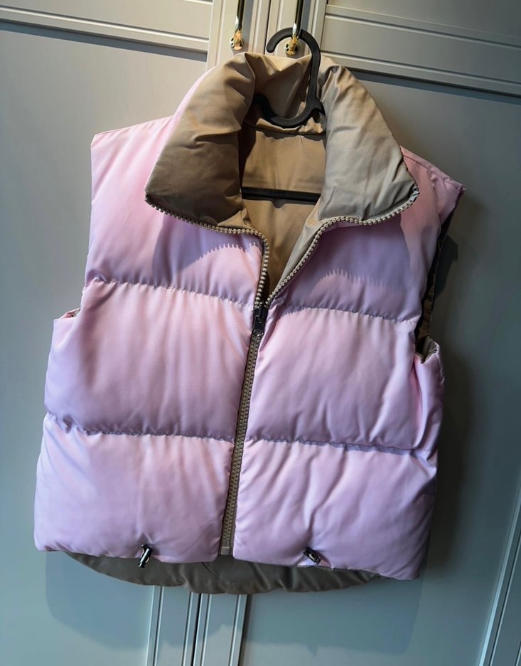 Pembe Yumuşak Kumaşlı Fermuarlı Kadın Yelek - Görsel 3