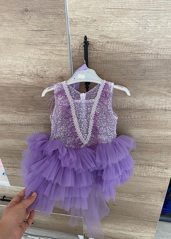 Parlak payetli Mor Simli Elbise - Görsel 8