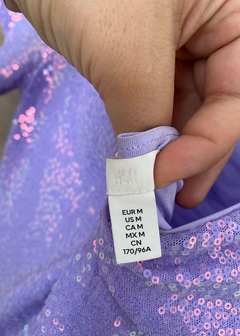 Parlak payetli Mor Simli Elbise - Görsel 3