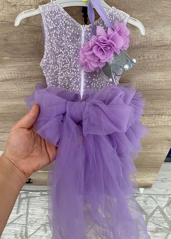 Parlak payetli Mor Simli Elbise - Görsel 6