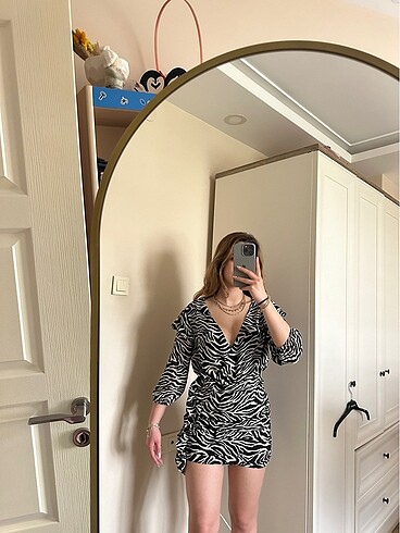 Bershka zebra desen elbise