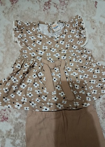 Kız Bebek Dantel Detaylı Kahverengi Takım - Görsel 2