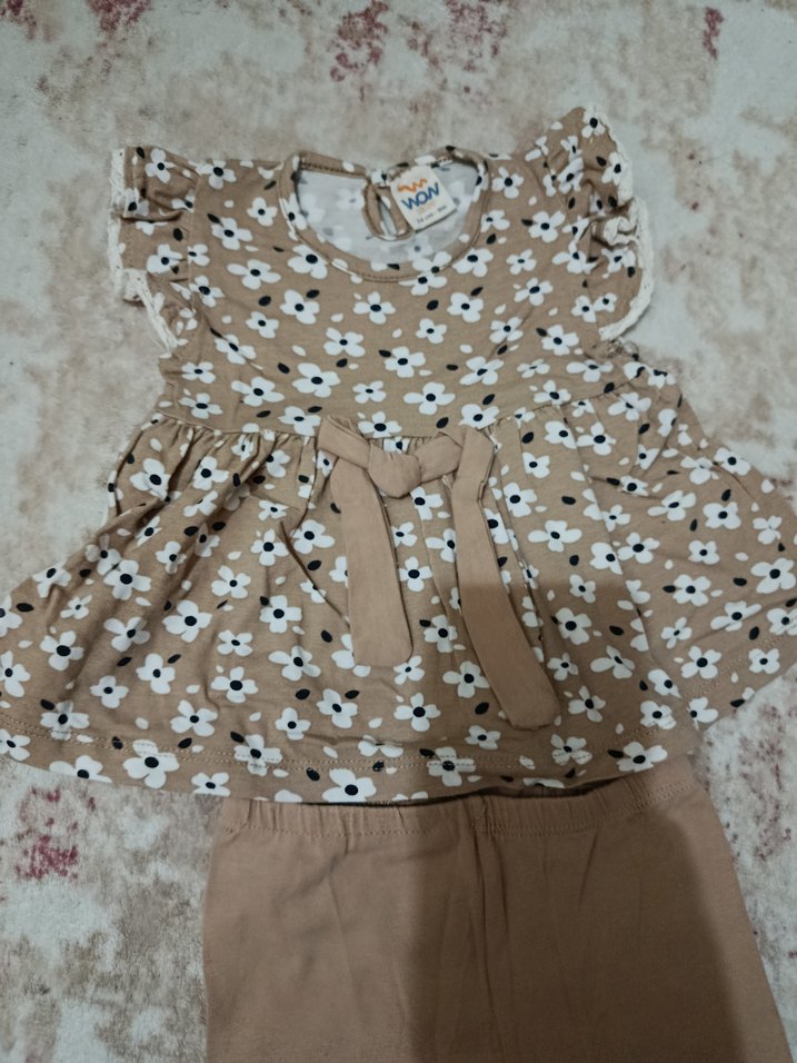 Kız Bebek Dantel Detaylı Kahverengi Takım - Görsel 2