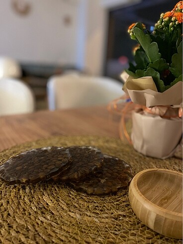 Kahveli Bardak Altlığı Tekli