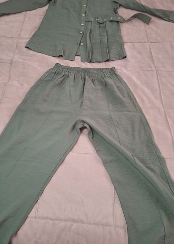 Düğmeli Salaş Kesim Uzun Haki takım - Görsel 5