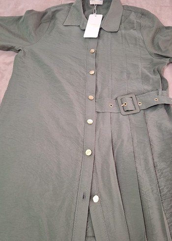 Düğmeli Salaş Kesim Uzun Haki takım - Görsel 4