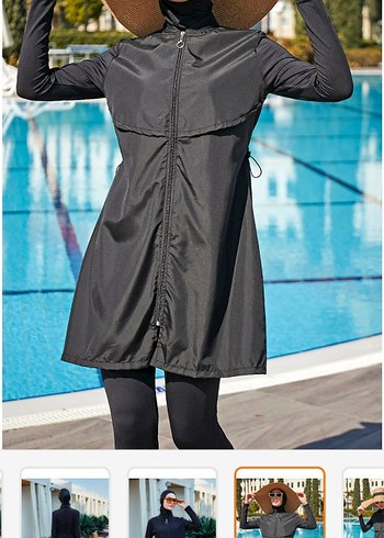 Siyah Uzun Fermuarlı Kadın tesettür mayo - Görsel 3