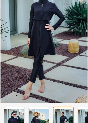 Siyah Uzun Fermuarlı Kadın tesettür mayo - Görsel 5