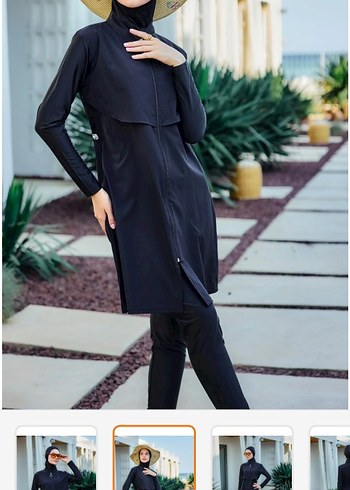 Siyah Uzun Fermuarlı Kadın tesettür mayo - Görsel 6