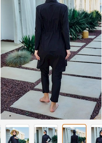 Siyah Uzun Fermuarlı Kadın tesettür mayo - Görsel 4