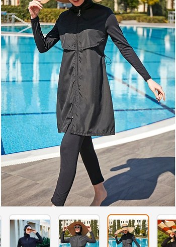 Siyah Uzun Fermuarlı Kadın tesettür mayo - Görsel 2