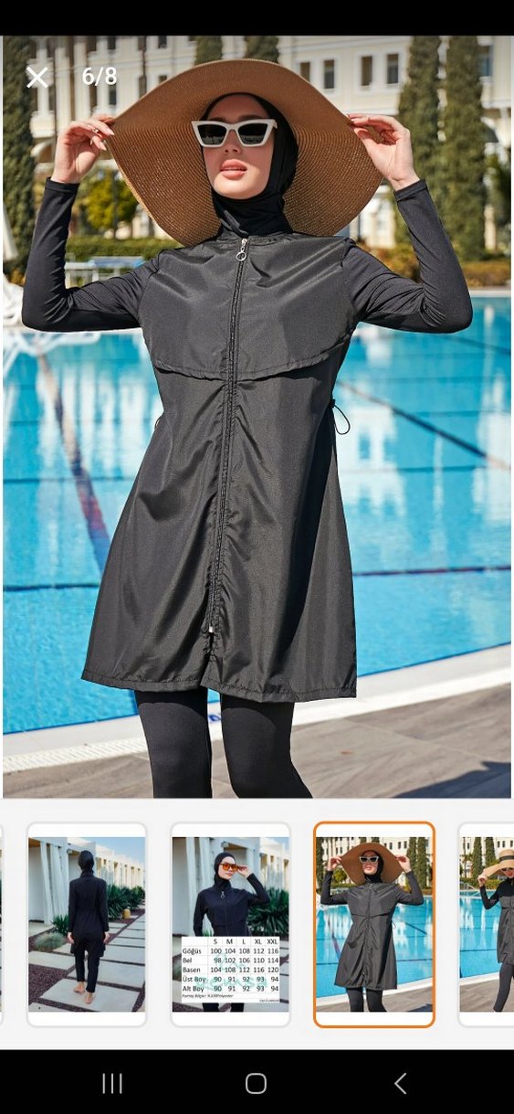 Siyah Uzun Fermuarlı Kadın tesettür mayo - Görsel 3