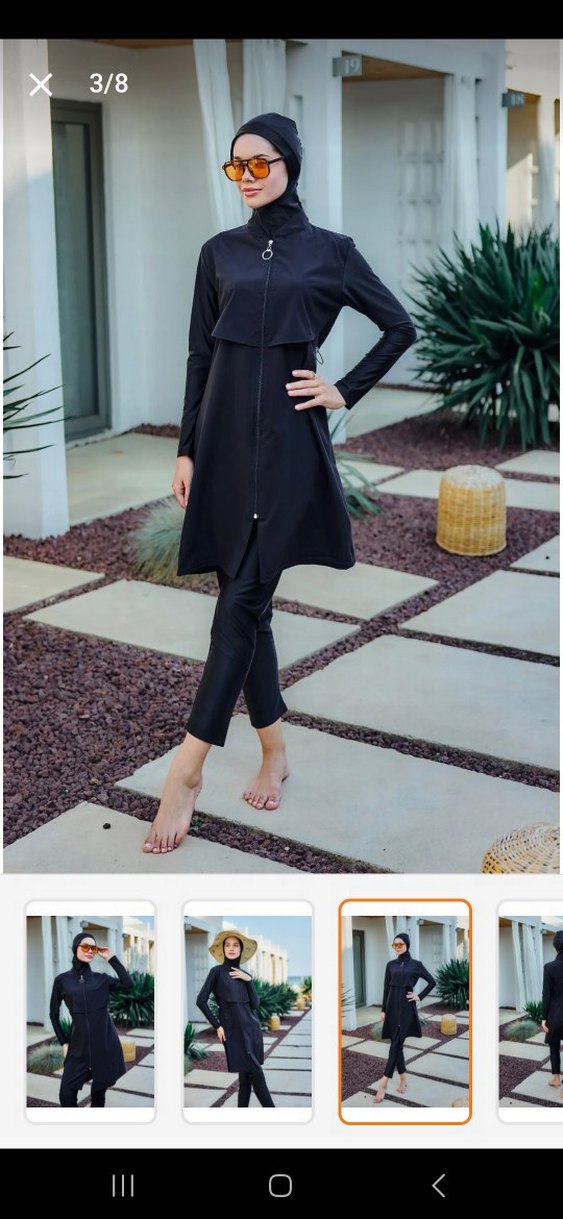 Siyah Uzun Fermuarlı Kadın tesettür mayo - Görsel 5