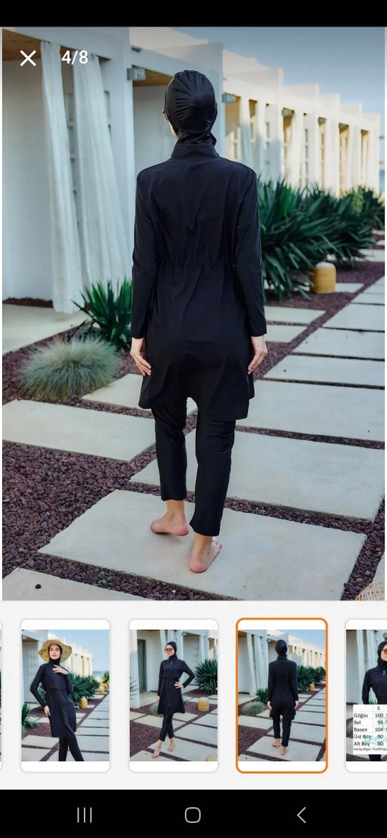 Siyah Uzun Fermuarlı Kadın tesettür mayo - Görsel 4