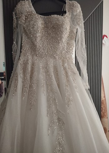 Straplez Uzun Kollu Prenses Gelinlik - Görsel 6