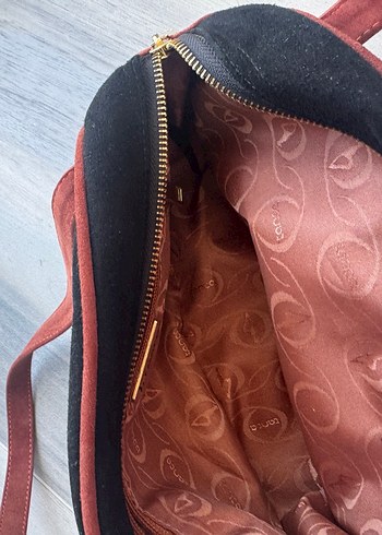 Kahverengi Süet Tokalı Kadın Çanta - Görsel 4