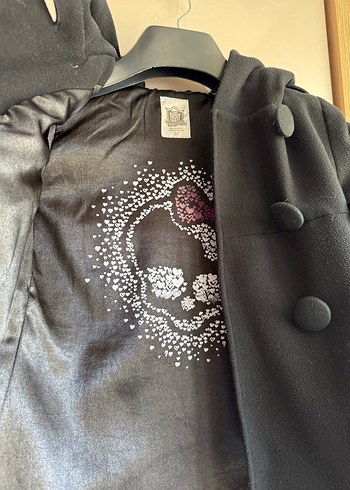 Kız Çocuk Siyah Düğmeli Kaban - Görsel 2